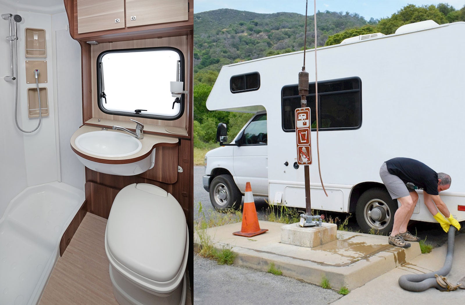 Portable RV/camper toilet and holding tank setup in Kennebunk, Maine